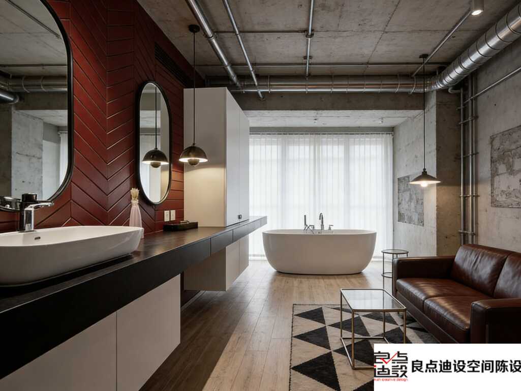 水泥墙配白浴缸?这家工业风美容院装修软装设计直接封神!